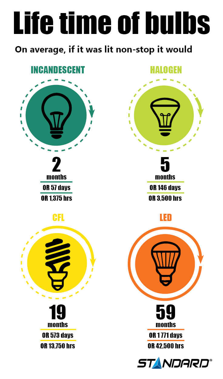 Life time bulb infographic